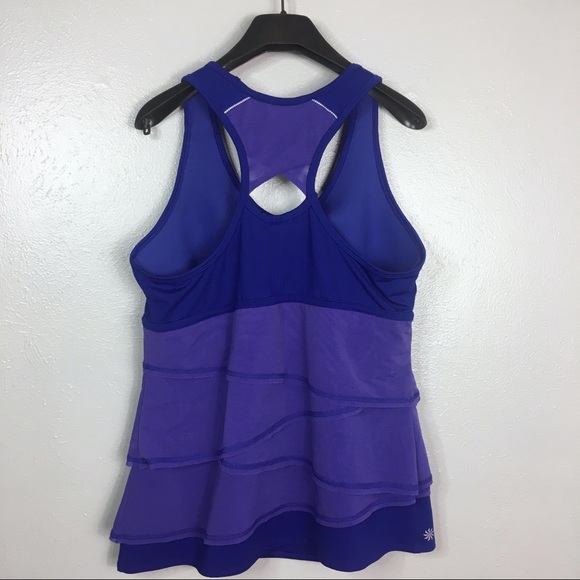 Athleta Purple Layered Swagger Run Tank Top, L - Picture 2 of 6